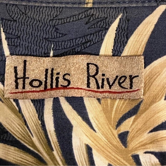 Vintage Hawaiian Shirt Mens Medium M Blue Floral All Over Print 90s Aloha Beach - Picture 8 of 12